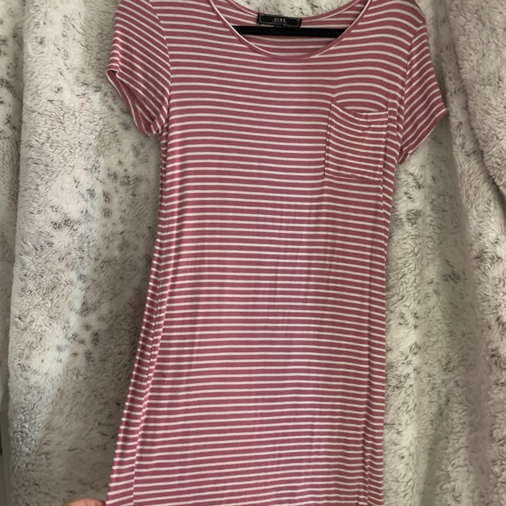 pink striped day dress